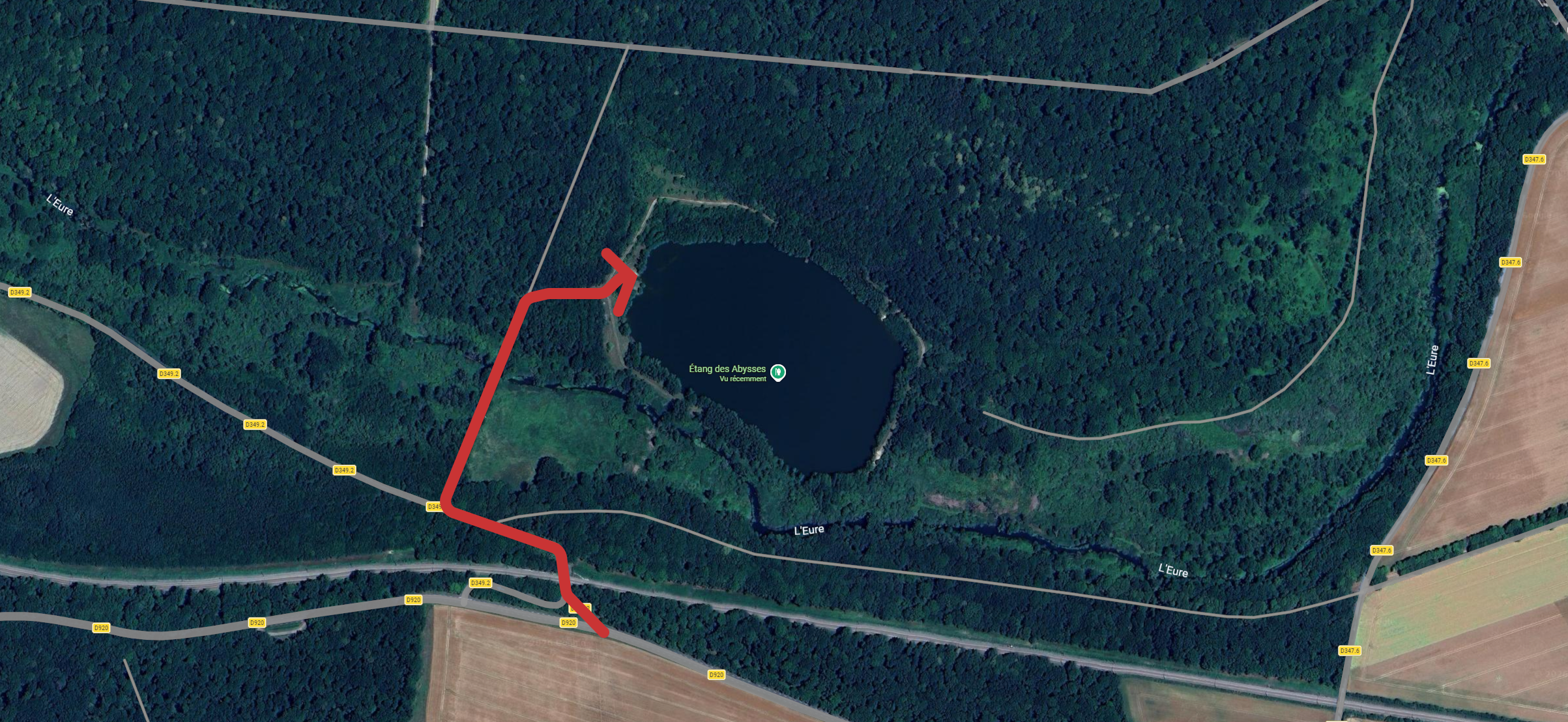 carte d'accès à l'étang des abysses